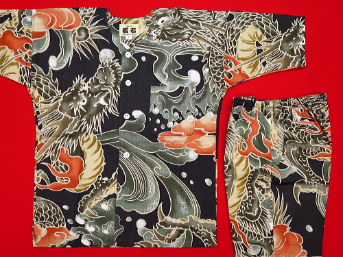 義若オリジナル 子供鯉口シャツ ダボシャツ 御花車ぼかし